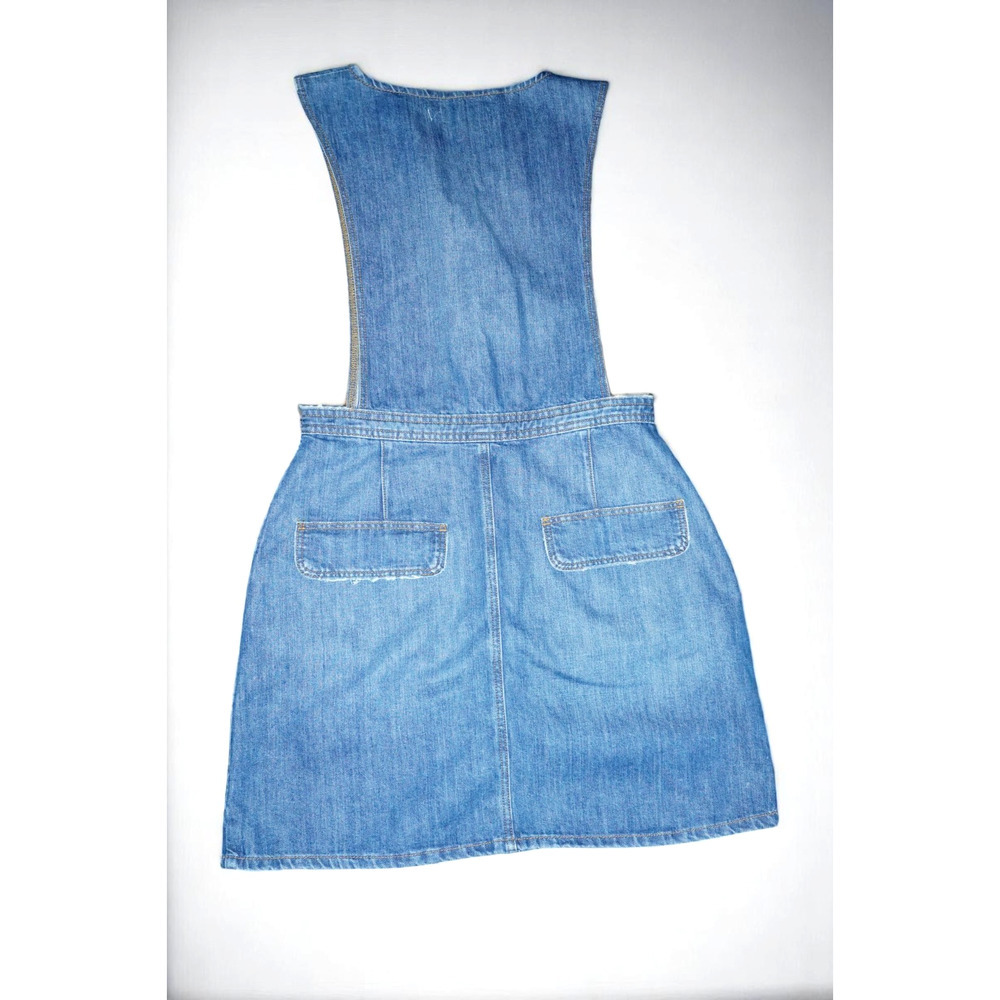 Zara Denim Pinafore Dress Women’s M Button Front Patch Pocket Layered Y2K - Picture 5 of 7